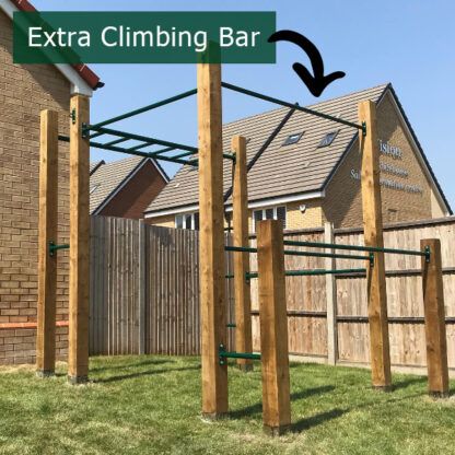 Climbing bar above parallel bars